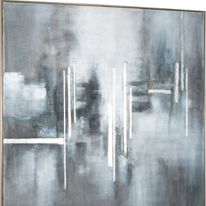 HomeRoots Royal Skies Hand-Painted Canvas Art in Silver Floater Frame – Bold Modern Décor for Any Space 576586