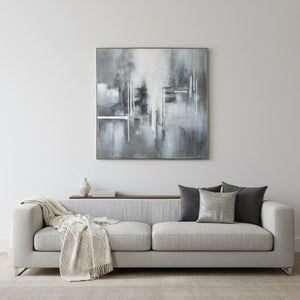 HomeRoots Royal Skies Hand-Painted Canvas Art in Silver Floater Frame – Bold Modern Décor for Any Space 576586