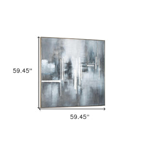 HomeRoots Royal Skies Hand-Painted Canvas Art in Silver Floater Frame – Bold Modern Décor for Any Space 576586