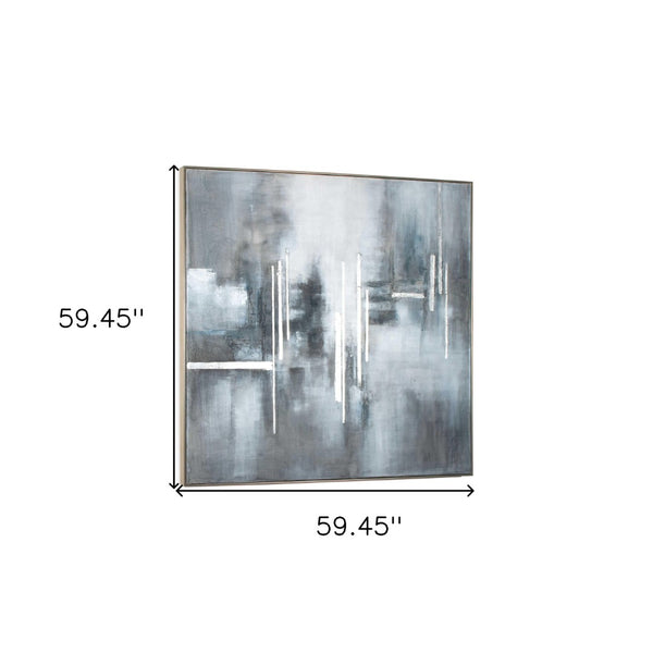 HomeRoots Royal Skies Hand-Painted Canvas Art in Silver Floater Frame – Bold Modern Décor for Any Space 576586