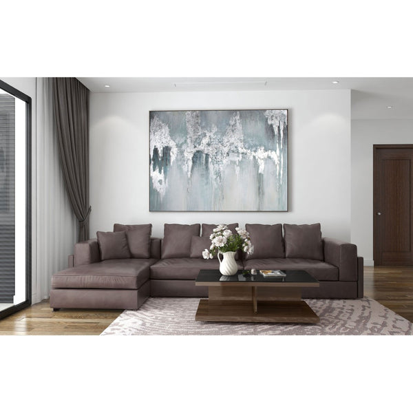 HomeRoots Exquisite Hand-Painted Aquamarine Canvas Art in Silver Floater Frame for Modern Home Decor 576587