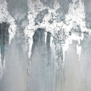 HomeRoots Exquisite Hand-Painted Aquamarine Canvas Art in Silver Floater Frame for Modern Home Decor 576587