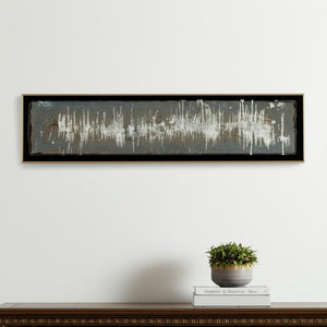 HomeRoots Blue Hand-Painted Ingot Wall Art in Gold Floater Frame – Contemporary Canvas Decor for Modern Spaces 576588