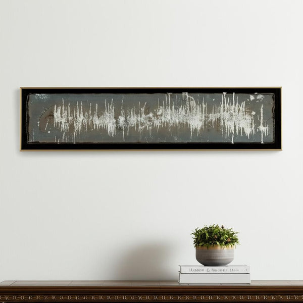 HomeRoots Blue Hand-Painted Ingot Wall Art in Gold Floater Frame – Contemporary Canvas Decor for Modern Spaces 576588