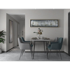 HomeRoots Blue Hand-Painted Ingot Wall Art in Gold Floater Frame – Contemporary Canvas Decor for Modern Spaces 576588