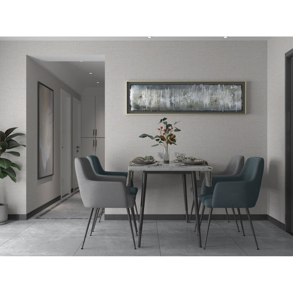 HomeRoots Blue Hand-Painted Ingot Wall Art in Gold Floater Frame – Contemporary Canvas Decor for Modern Spaces 576588