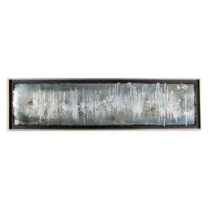HomeRoots Blue Hand-Painted Ingot Wall Art in Gold Floater Frame – Contemporary Canvas Decor for Modern Spaces 576588