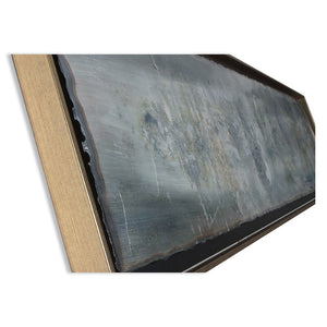 HomeRoots Blue Hand-Painted Ingot Wall Art in Gold Floater Frame – Contemporary Canvas Decor for Modern Spaces 576588