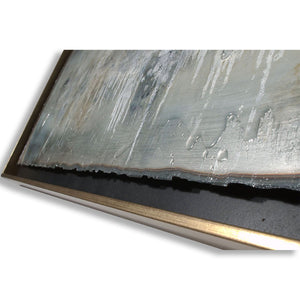 HomeRoots Blue Hand-Painted Ingot Wall Art in Gold Floater Frame – Contemporary Canvas Decor for Modern Spaces 576588