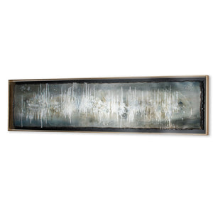 HomeRoots Blue Hand-Painted Ingot Wall Art in Gold Floater Frame – Contemporary Canvas Decor for Modern Spaces 576588