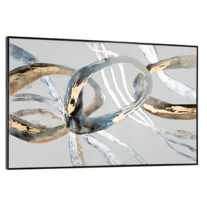 HomeRoots Looping Rings Black Floater Frame Painting – Hand-Painted Canvas Art for Modern Wall Décor Accent 576589