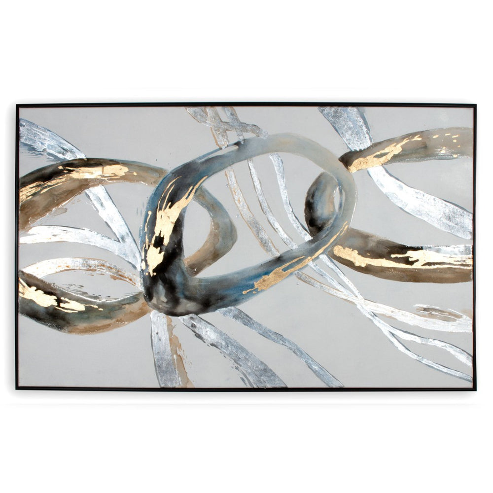 HomeRoots Looping Rings Black Floater Frame Painting – Hand-Painted Canvas Art for Modern Wall Décor Accent 576589