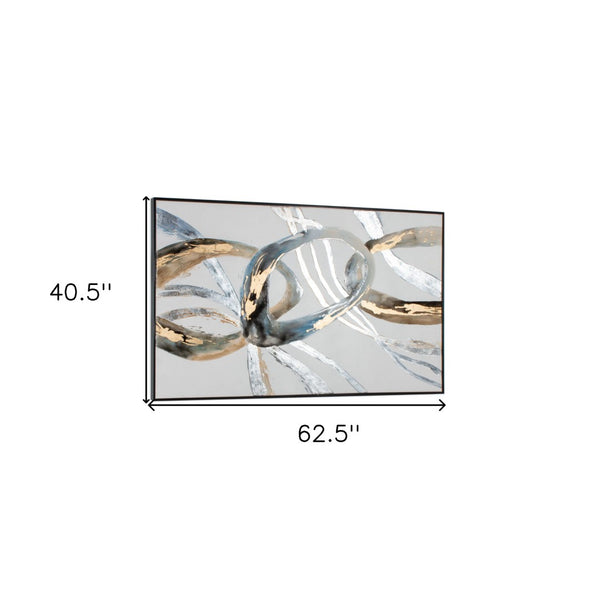 HomeRoots Looping Rings Black Floater Frame Painting – Hand-Painted Canvas Art for Modern Wall Décor Accent 576589