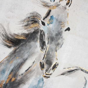 HomeRoots Prancing Stallion Wall Art: Hand-Painted Canvas in Black Floater Frame for Rustic Elegance & Focal Points 576591