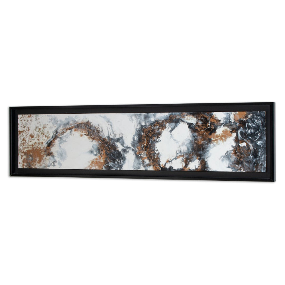 HomeRoots Divergent Hand-Painted Canvas in Black Floater Frame – Bold Contemporary Wall Art for Any Space 576593
