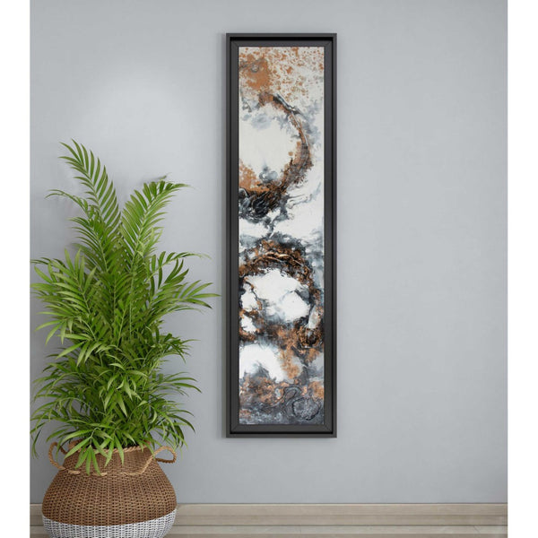 HomeRoots Divergent Hand-Painted Canvas in Black Floater Frame – Bold Contemporary Wall Art for Any Space 576593