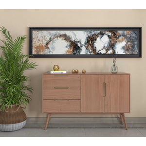 HomeRoots Divergent Hand-Painted Canvas in Black Floater Frame – Bold Contemporary Wall Art for Any Space 576593