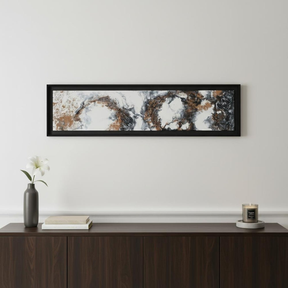 HomeRoots Divergent Hand-Painted Canvas in Black Floater Frame – Bold Contemporary Wall Art for Any Space 576593