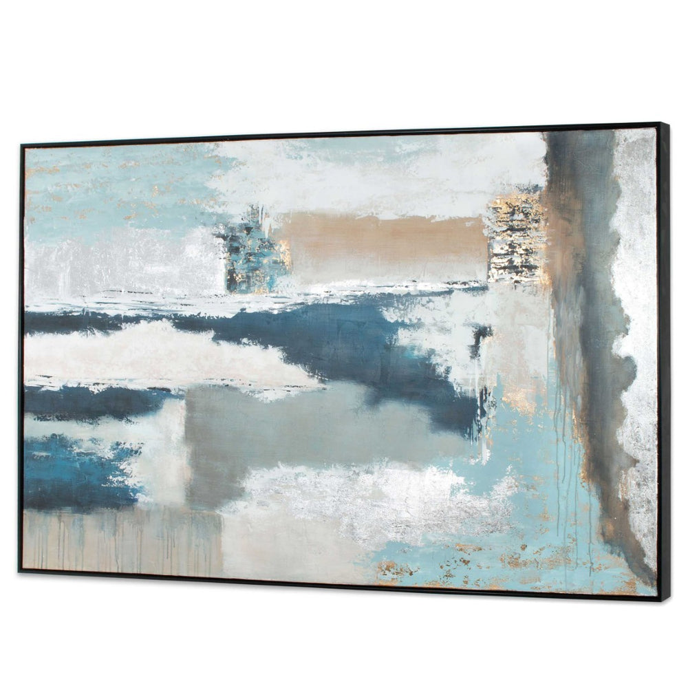 HomeRoots Exhilaration Hand-Painted Black Floater Frame Canvas Art for Bold Contemporary Wall Décor 576595