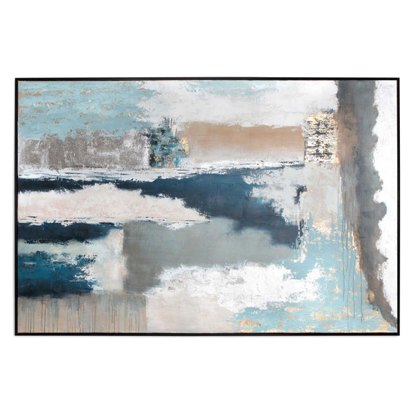 HomeRoots Exhilaration Hand-Painted Black Floater Frame Canvas Art for Bold Contemporary Wall Décor 576595