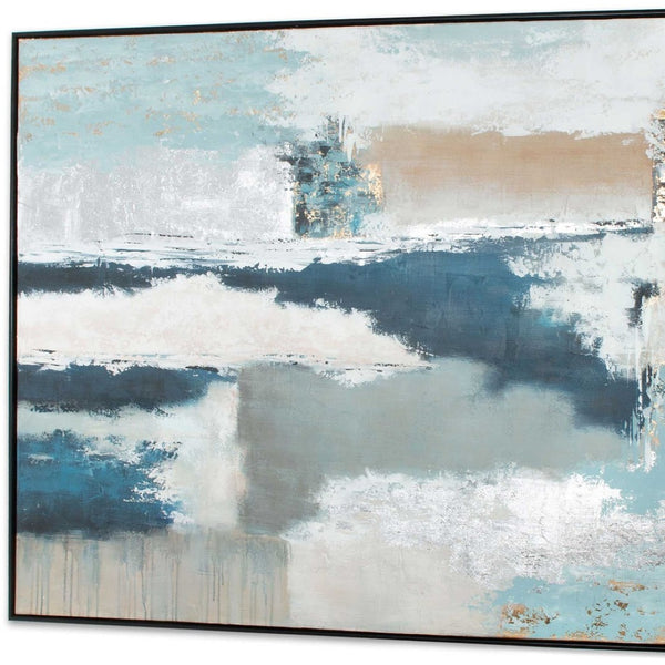 HomeRoots Exhilaration Hand-Painted Black Floater Frame Canvas Art for Bold Contemporary Wall Décor 576595