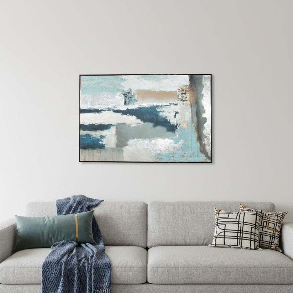 HomeRoots Exhilaration Hand-Painted Black Floater Frame Canvas Art for Bold Contemporary Wall Décor 576595