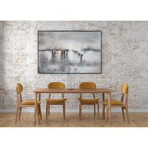HomeRoots Hushed Breeze Hand-Painted Canvas Wall Art in Black Floater Frame - Unique, Modern Decor Piece 576596