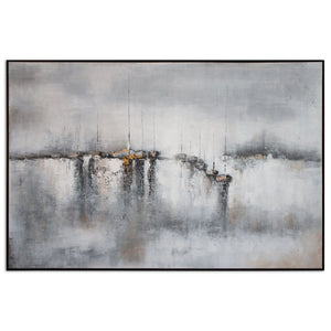 HomeRoots Hushed Breeze Hand-Painted Canvas Wall Art in Black Floater Frame - Unique, Modern Decor Piece 576596