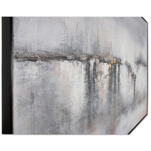 HomeRoots Hushed Breeze Hand-Painted Canvas Wall Art in Black Floater Frame - Unique, Modern Decor Piece 576596