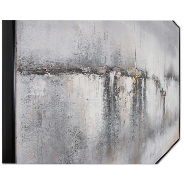 HomeRoots Hushed Breeze Hand-Painted Canvas Wall Art in Black Floater Frame - Unique, Modern Decor Piece 576596