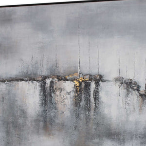 HomeRoots Hushed Breeze Hand-Painted Canvas Wall Art in Black Floater Frame - Unique, Modern Decor Piece 576596