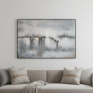 HomeRoots Hushed Breeze Hand-Painted Canvas Wall Art in Black Floater Frame - Unique, Modern Decor Piece 576596