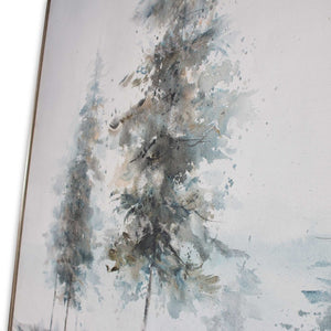 HomeRoots Mystic Woods Hand-Painted Canvas Art in Silver Floater Frame – Stunning Contemporary Decor Piece 576597