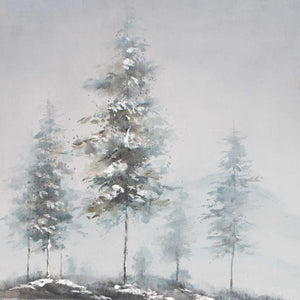 HomeRoots Mystic Woods Hand-Painted Canvas Art in Silver Floater Frame – Stunning Contemporary Decor Piece 576597