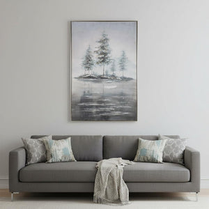 HomeRoots Mystic Woods Hand-Painted Canvas Art in Silver Floater Frame – Stunning Contemporary Decor Piece 576597