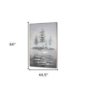 HomeRoots Mystic Woods Hand-Painted Canvas Art in Silver Floater Frame – Stunning Contemporary Decor Piece 576597