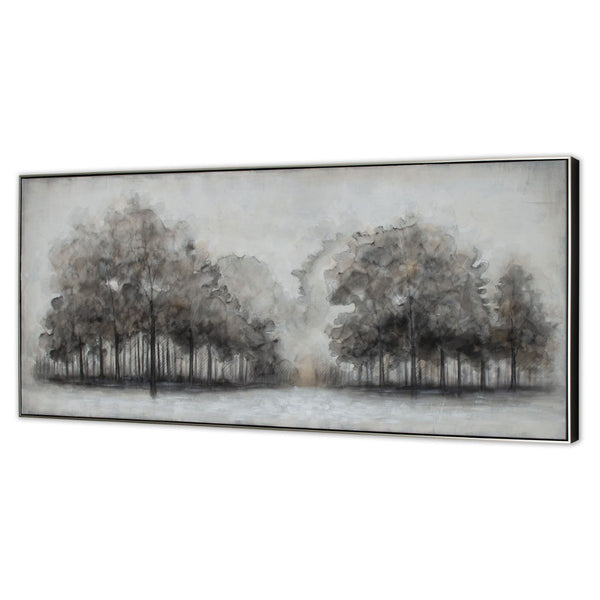HomeRoots Wildwood Hand-Painted Canvas Art in Black Floater Frame - Striking Contemporary Wall Decor Piece 576598