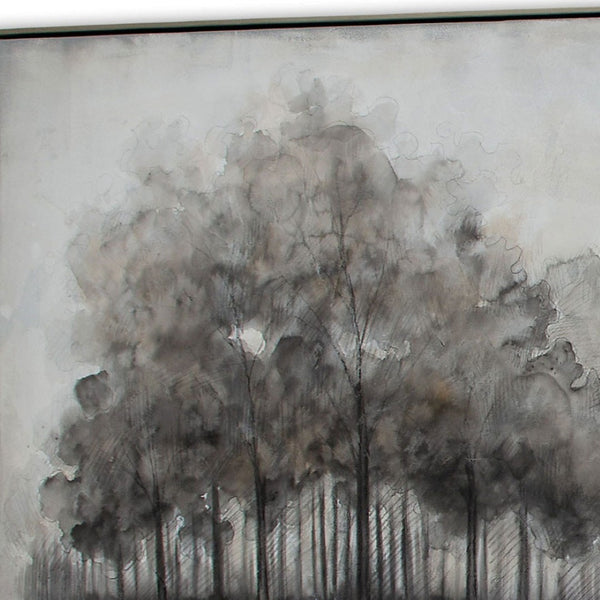 HomeRoots Wildwood Hand-Painted Canvas Art in Black Floater Frame - Striking Contemporary Wall Decor Piece 576598