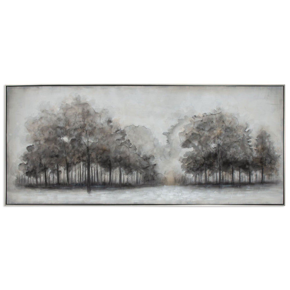 HomeRoots Wildwood Hand-Painted Canvas Art in Black Floater Frame - Striking Contemporary Wall Decor Piece 576598