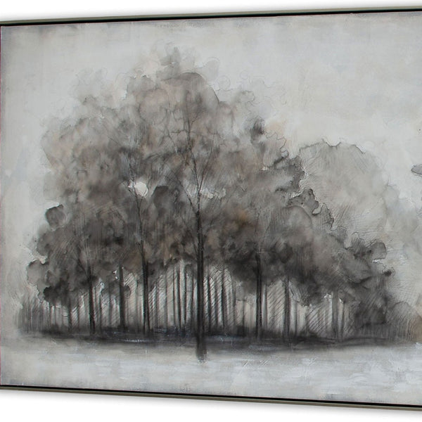 HomeRoots Wildwood Hand-Painted Canvas Art in Black Floater Frame - Striking Contemporary Wall Decor Piece 576598