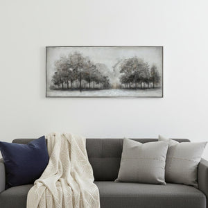 HomeRoots Wildwood Hand-Painted Canvas Art in Black Floater Frame - Striking Contemporary Wall Decor Piece 576598