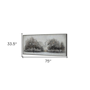 HomeRoots Wildwood Hand-Painted Canvas Art in Black Floater Frame - Striking Contemporary Wall Decor Piece 576598