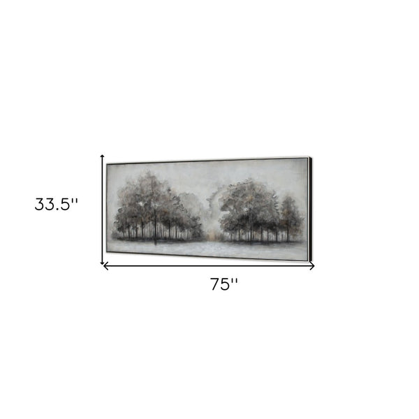 HomeRoots Wildwood Hand-Painted Canvas Art in Black Floater Frame - Striking Contemporary Wall Decor Piece 576598