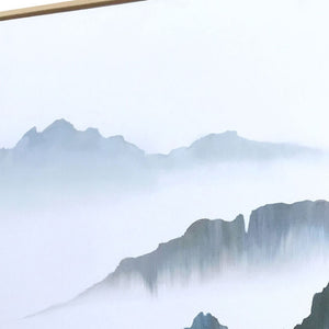 HomeRoots Misty Lagoon Hand-Painted Giclée Canvas Art in Brown Floater Frame - Serene Wall Décor Upgrade 576600