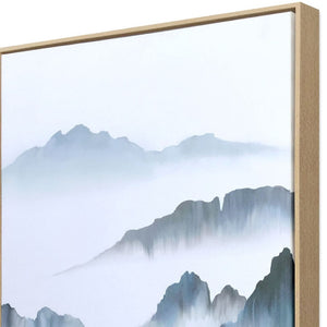 HomeRoots Misty Lagoon Hand-Painted Giclée Canvas Art in Brown Floater Frame - Serene Wall Décor Upgrade 576600