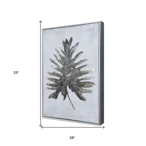 HomeRoots Silver Jungle Wall Art - Hand-Painted Silver Floater Frame Canvas for Modern Home Decor Elegance 576602