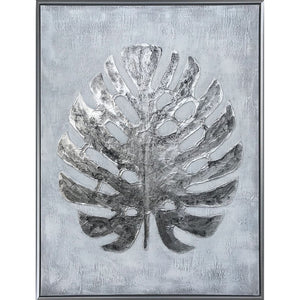 HomeRoots Silver Jungle II Hand-Painted Floater Frame Wall Art - Contemporary Canvas for Stylish Décor 576603
