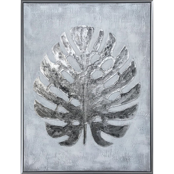 HomeRoots Silver Jungle II Hand-Painted Floater Frame Wall Art - Contemporary Canvas for Stylish Décor 576603