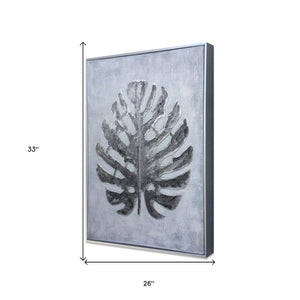 HomeRoots Silver Jungle II Hand-Painted Floater Frame Wall Art - Contemporary Canvas for Stylish Décor 576603