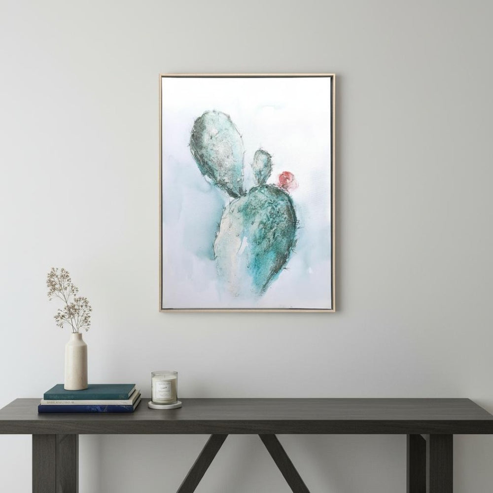 HomeRoots Desert Hand-Painted Canvas Wall Art in Brown Floater Frame - Contemporary Southwestern Decor Piece 576604